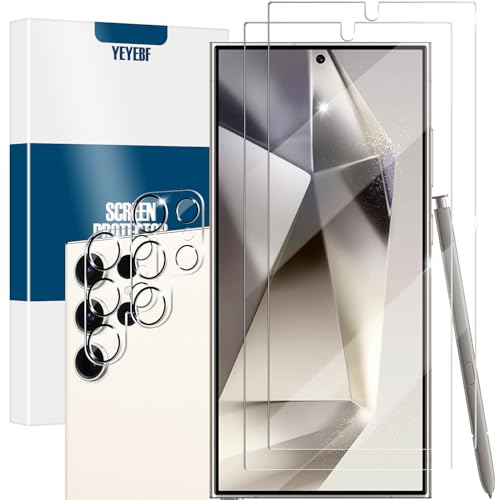 Galaxy S24 Ultra Screen Protector + Camera Lens Protector, [2 +2 Pack] [Ultrasonic Fingerprint Unlock] Full Coverage Tempered Glass Screen Protector For Samsung Galaxy S24 Ultra - size: Galaxy S24 Ultra