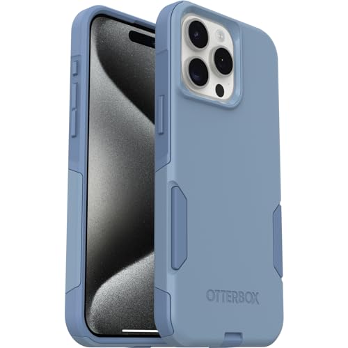 OtterBox iPhone 15 Pro MAX (Only) Commuter Series Case - Crisp Denim (Blue), Slim & Tough, Pocket-Friendly, with Port Protection - color: Blue