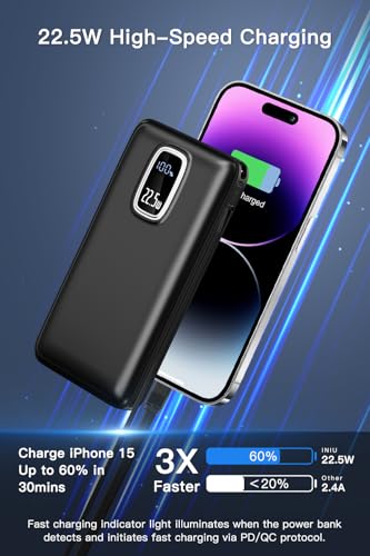 Portable Charger Power Bank - 45800mAh Fast Charging Portable Phone Charger with Built in Cables,External Battery Pack USB C Out/Input,Perfect for Camping/Hiking/Outdoor