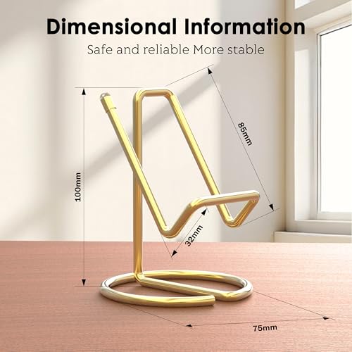 Metal Cell Phone Stand for Desk, Cute One-Piece Phone Holder, Stable Desktop Display Dock for iPhone, iPad, Samsung, Tablets & All Mobile Phones, Gold - color: Gold