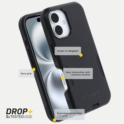 OtterBox iPhone 16 Pro Max Commuter Series Case - Black | Thin & Protective iPhone Case, Dual-Layer, Impact Absorbing iPhone Case, Best MagSafe iPhone Cases for Wireless Charging - color: Black, style: iPhone 16 Pro Max