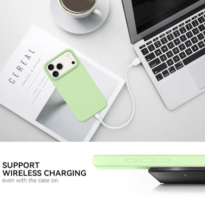 GUAGUA Compatible with iPhone 17 Pro Max Case 6.9 Inch Liquid Silicone Soft Rubber Slim Thin Microfiber Lining Cushion Texture Cover Shockproof Protective Phone Case for iPhone 17 Pro Max,Matcha Green - color: Matcha Green, size: iPhone 17 Pro Max