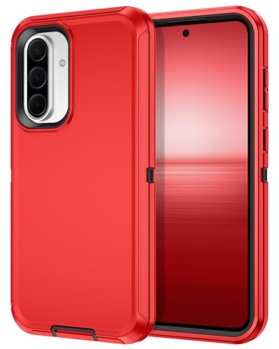 I-HONVA for Samsung Galaxy A37 5G Case Shockproof Dust/Drop Proof 3-Layer Full Body Protection [Without Screen Protector] Rugged Heavy Duty Cover Case for Galaxy A37 5G,Red/Black - color: Red/Black
