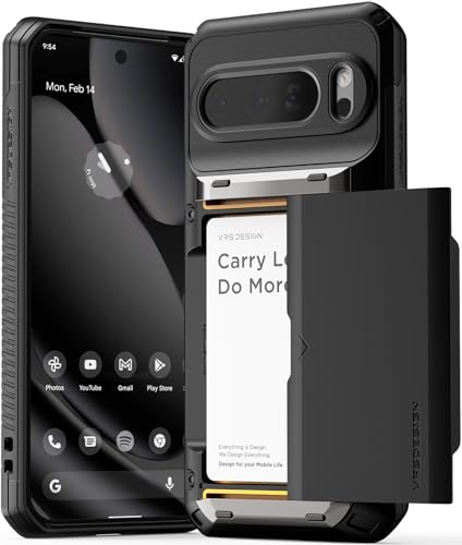 VRS DESIGN Damda Glide Pro for Pixel 10 Pro XL (2025) – Rugged Wallet Case with Sturdy Semi Auto Card Holder [4 Cards] Heavy Duty Phone Cover (Matte Black) - color: Matte Black, size: Pixel 10 Pro XL