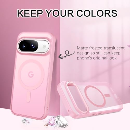 BENTOBEN for Google Pixel 9 Case [Compatible with Magsafe] Translucent Matte Magnetic Pixel 9 Case Slim Thin Shockproof Women Men Girls Boys Protective Phone Cases for Google Pixel 9 6.3", Tender Pink - color: Tender Pink