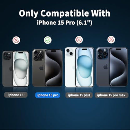 5 in 1 Clear Case for iPhone 15 Pro 6.1-Inch, with 2 Pack Full Coverage Tempered Glass Screen Protectors and Camera Lens Protectors, Non-Yellowing Shockproof Bumper Phone Cover - size: iPhone 15 Pro
