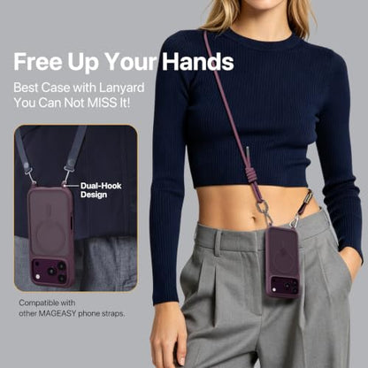 MAGEASY Roam MagSafe Crossbody Phone Case with Strap for iPhone 18 Pro Max & 17 Pro Max, Magnetic Clear Case with Detachable Lanyard, 16FT Drop Defense, Camera Control Compatible (Transparent) - color: Transparent, size: iPhone 17/18 Pro Max