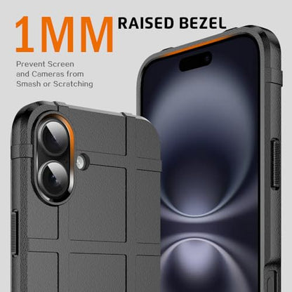 Rugged Shield 8ft Drop Proof TPU Thick Armor Tactical Protective Case Compatible with iPhone 16 Plus (6.7 inches) - Dark Black - color: Dark Black, size: iPhone 16 Plus