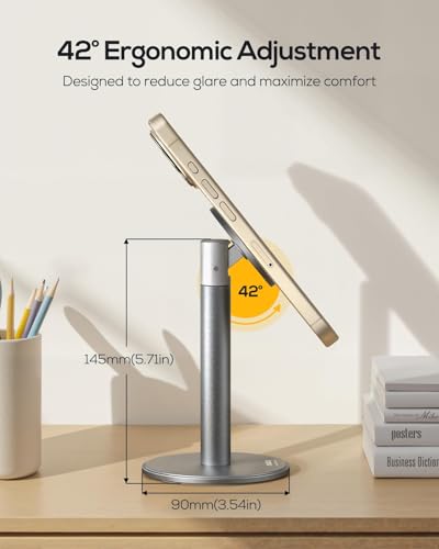 Nulaxy Magnetic Full Aluminum Cell Phone Stand with 360 Rotating Adjustment - color: A-Gray