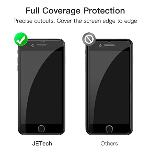 JETech Screen Protector for iPhone SE 3/2, iPhone 8/7, Black, 3-Pack | Full-Coverage, Black Edge Tempered Glass, Easy Installation Tool, HD Clear, Case-Friendly - size: iPhone SE 3/2, iPhone 8/7