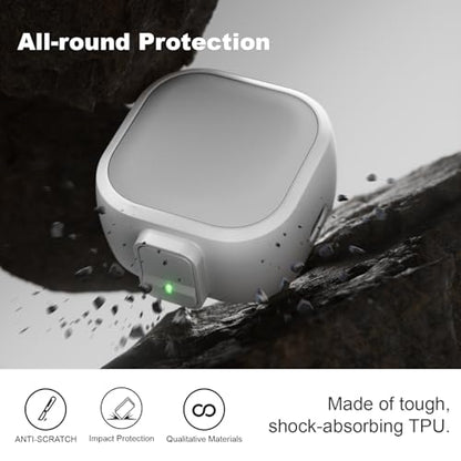 for Samsung Galaxy Buds 4 Pro/Buds 4 Case (2026) with Secure Safety Lock Clip,Shockproof Scratch-Resistant Hybrid PC+TPU Soft Shell Protective Cover Accessories with Carabiner&Cleaning Pen(White) - color: White Edge-Grey