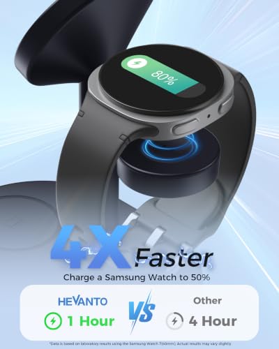 Hevanto 3 in 1 Wireless Charger for Samsung Galaxy, 15W MagSafe Charging - color: Charcoal-Black, size: 15W