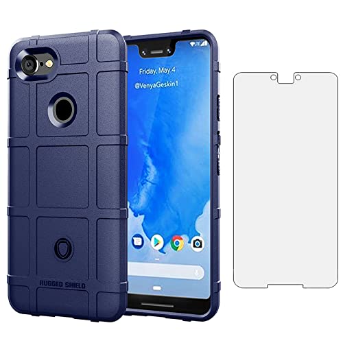 Phone Case for Google Pixel 3 XL with Tempered Glass Screen Protector Cover Film and Cell Accessories Rugged Hard Slim Heavy Duty Full Body Teens Pixel3XL Pixel3 LX Pixle 3XL Women Men Cases Blue - color: Blue