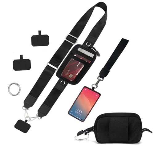 Phone Lanyard Crossbody,phone lanyard with wallet,Adjustable Phone Crossbody Wrist Strap,Universal Cell Phone Lanyard with All Phones-Black - color: B