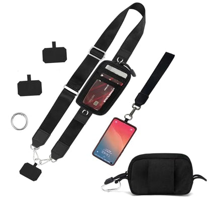 Phone Lanyard Crossbody,phone lanyard with wallet,Adjustable Phone Crossbody Wrist Strap,Universal Cell Phone Lanyard with All Phones-Black - color: B
