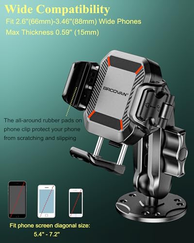 BRCOVAN Anti-Theft Phone Mount Holder with Vibration Dampener, 1s Locking