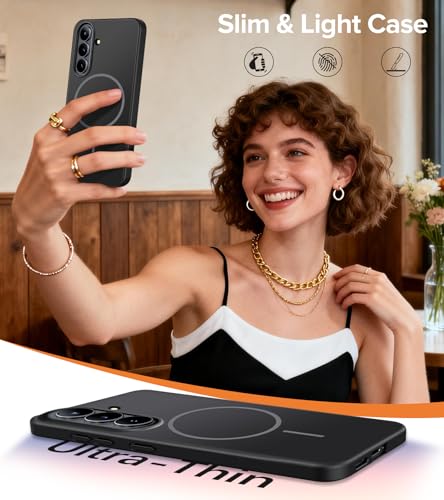 Ultra Thin Case for Samsung Galaxy S26, Silky Touch Anti-Fingerprint, Slim Hard PC Matte Cover Compatible with Mag-Safe Anti-Scratch Shockproof Protective Cases for Samsung S26 5G (Black) - color: Black