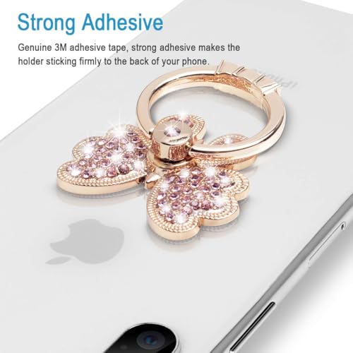 Finger Ring Stand,2 Pack Luxury Glitter Diamond Universal Metal Ring Grips for iPhone 16/15/14/13/ Pro Max, Galaxy S24/S23/S22 Ultra, Finger Ring Grip Holder for All Smartphone (Pink)