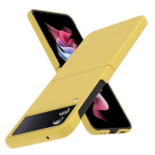 for Galaxy Z Flip 4 Case,Lightweight,Slim Fit Yellow | Hard PC material, slim thin lightweight profile, precise rugged fit, shockproof scratch resistant protective - color: Yellow, size: For Galaxy Z Flip 4