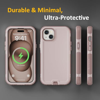 Follaroma Magnetic for iPhone 15 Case, Heavy Duty Cases, Light Brown,6.1" | Compatible with MagSafe, Heavy Duty Shockproof,Military-Grade Anti-Drop Protective,Dual Layer Magnetic Protection Phone Cover - color: Brown Pink, size: iPhone 15 6.1''