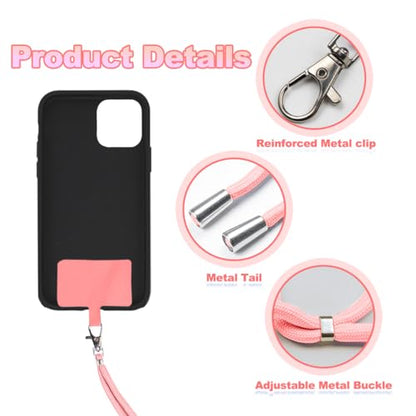 ELANE 8 Pieces Cell Phone Holder Around Neck,Adjustable Crossbody Phone Strap,Cell Phone Lanyard Crossbody Phone Lanyard - color: Pink