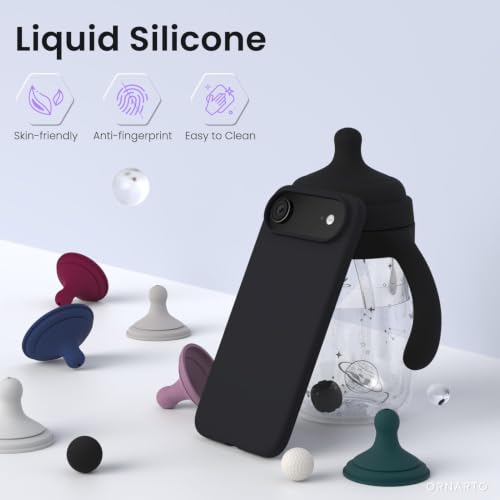ORNARTO for iPhone Air Case 6.5", Slim Liquid Silicone 3 Layers Soft Gel Rubber Shockproof Protective Cover with Anti-Scratch Microfiber Lining-Black - color: Black