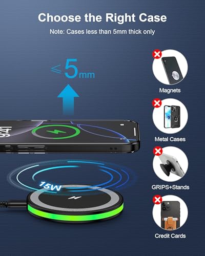 Wireless Charger for Samsung, 15W Fast Phone Charging Pad with 18W Block