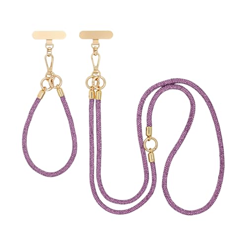 ABJFJE Crystal Phone Lanyard Crossbody & Wrist Strap Phone Strap Crossbody & Wrist Lanyard Anti Theft Phone Strap for Women - color: Purple