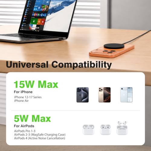 3 Pack Magnetic Wireless Charging Pad Fast Wireless Charger for Apple - color: Black*3