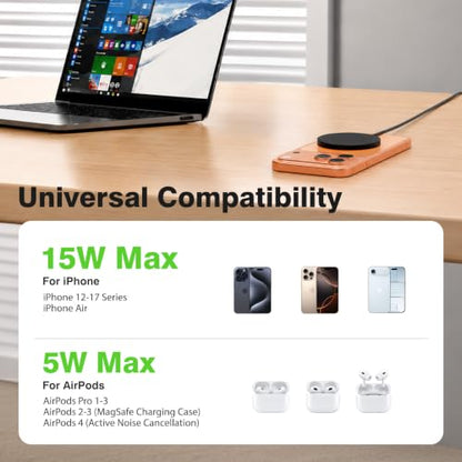 3 Pack Magnetic Wireless Charging Pad Fast Wireless Charger for Apple - color: Black*3