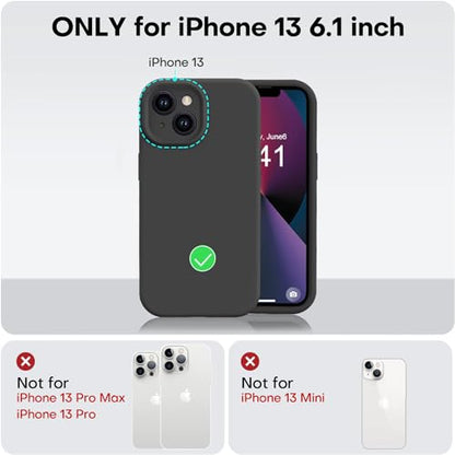 Vooii Compatible with iPhone 13 Case, Liquid Silicone Upgrade [Camera Protection] [Soft Anti-Scratch Microfiber Lining] Shockproof Phone Case for iPhone 13 6.1 inch - Black - color: Black, size: iPhone 13