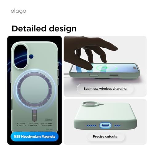 elago Premium Magnetic Silicone Case for iPhone 17 Mint | Compatible with MagSafe, Liquid Silicone Material, Protection, Shockproof, Slim Phone (Mint) - color: Mint, size: iPhone 17