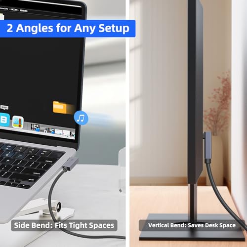 USB4 240W Right Angle USB C Cable 1.6ft (2-Pack) - 40Gbps USB-C to USB-C with Pouch, Thunderbolt 4/3 & PD Charging for MacBook Pro, iPhone 17, Gaming Monitor (Black) - color: 2-Pack,1.6FT