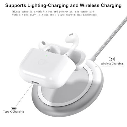 Wireless Charging Case Compatible with AirPod 3rd Generation, Air Pod 3 Charger Case Replacement with Bluetooth Pairing Sync Button,Without Earbuds,White - color: Air Pod 3 Charging Case