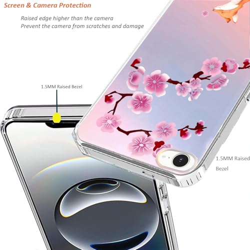 for iPhone 17e & 16e Case: Slim Clear Matte Cute Flowers Floral Design for Girls Women Military Grade Drop Protection TPU Bumper Shockproof Cherry Blossom Silicone Phone Cover (Lucky Fox) - color: Lucky Fox