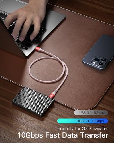 CONMDEX Android Auto USB Cable [2ft, 2Pack] 10Gbps, 3A Fast Charging, Red - color: Red, size: 2ft+2ft, style: 2Pack
