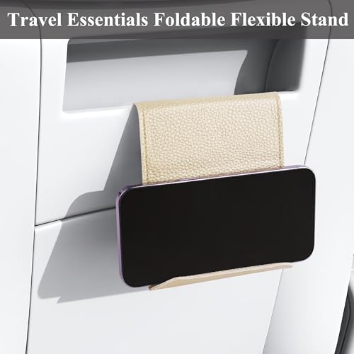 Airplane Travel Essentials for Flying Flex Flap Cell Phone Holder & Flexible Tablet Stand for Desk, Bed, Treadmill, Home & in-Flight Airplane Travel Accessories(1-Lichee Gold) - color: 1-Lichee Gold