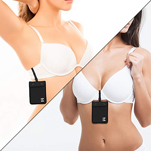 Zero Grid Black Bra Wallet, Sleek & Hidden Washable Travel Pouch for Women - color: Black