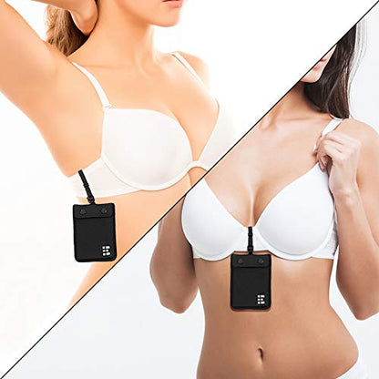Zero Grid Black Bra Wallet, Sleek & Hidden Washable Travel Pouch for Women - color: Black