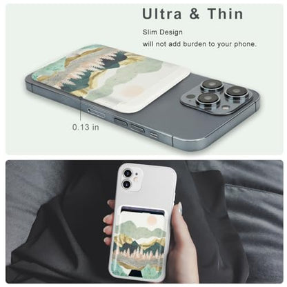 for MagSafe Wallet,Magnetic Card Holder for Phone Case - color: Summer Mountain