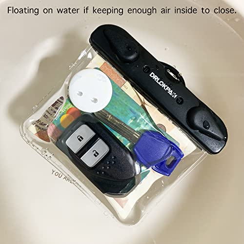 DRLOKPAK Submersible Waterproof Wallet Surf Dry Car Key FOB Case Bag 2Pack Waterproof Pouch Holder For Key Credit Door Ship Card Cash ID Driver Fishing Hunting License(Clear＋Clear) - color: Clear+Clear