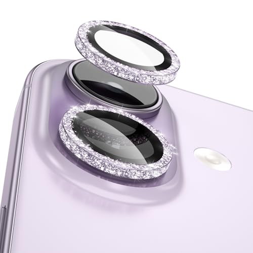 CloudValley All Bling Camera Lens Protector for iPhone 17/iPhone 16/Plus - color: Bling Purple