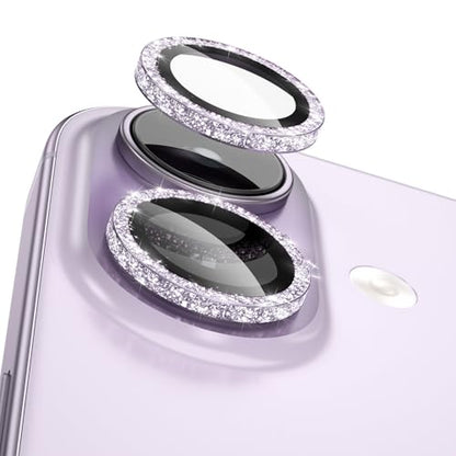 CloudValley All Bling Camera Lens Protector for iPhone 17/iPhone 16/Plus - color: Bling Purple