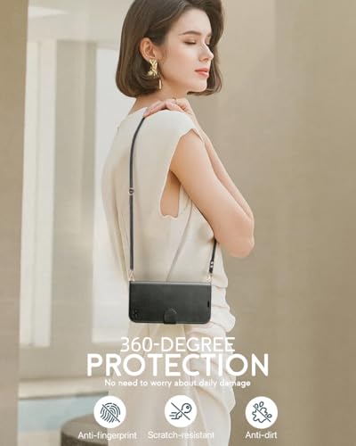 OCASE for iPhone 16 Wallet Case, PU Leather Crossbody Phone Case with Removable Shoulder Strap, Kickstand, RFID Blocking Card Slots, Flip Folio Phone Cover 6.1 Inch 2024, Graphite - color: Graphite, size: iPhone 16