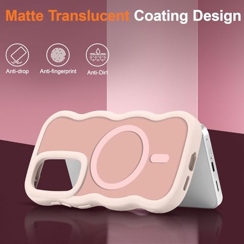 UEEBAI Magnetic for Samsung Galaxy S24/S25 5G Case, Cute Cover Compatible with MagSafe, Transparent Clear Wave Design Wavy Frame Matte Phone Case- Pink - color: Pink, size: Samsung Galaxy S24/S25 5G