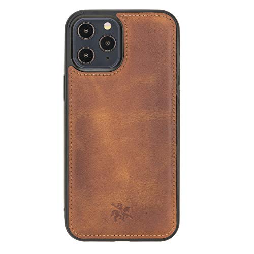 Venito Lucca Leather Case Compatible with iPhone 12 Pro Max (6.7 inch) – Extra Secure with Padded Back Cover (Antique Brown)* - color: Antique Brown, size: iPhone 12 Pro Max