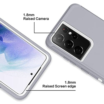 MXX Case Compatible with Galaxy S21 Ultra Case, 3-Layer Super Full Heavy Duty Body Bumper Cover/Shock Protection/Dust Proof, Designed for Samsung Galaxy S21 Ultra 5G 6.8 Inch 2021 (Gray/White) - color: Gray/White