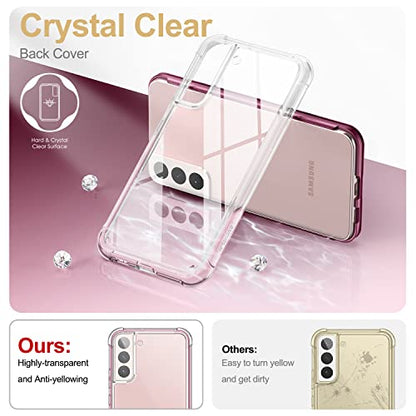 SURITCH for Samsung Galaxy S22+ Plus Clear Case 6.6" (Only), [Built-in Screen Protector] Full Body Protective Hard Shell+Soft TPU Phone Case for Samsung S22 Plus -(Dark Magenta Edge) - color: Dark Magenta Edge