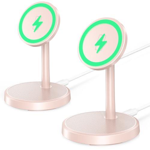 Magnetic Wireless Charger, 2-Pack 25W Fast Mag-Safe Stand for iPhone 17-12 - color: Pink