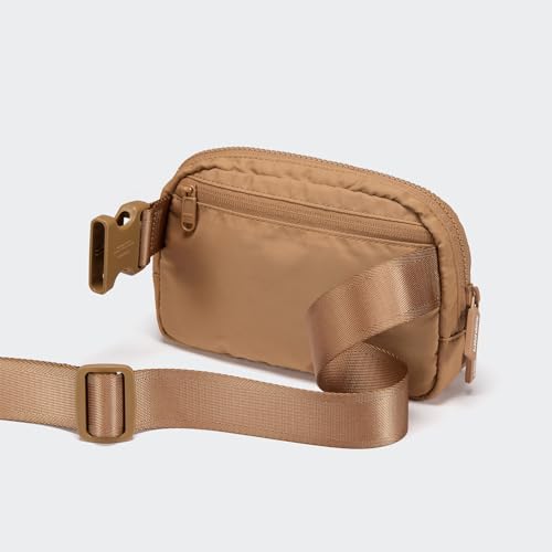 Pander Nylon Fanny Pack for Women, Two-Way Zipper Crossbody Bag - color: Caramel Brown